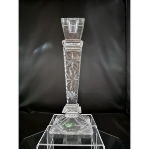 Vintage Shannon Crystal‎ Clear Starburst Pattern Candlestick Holder 10" Tall